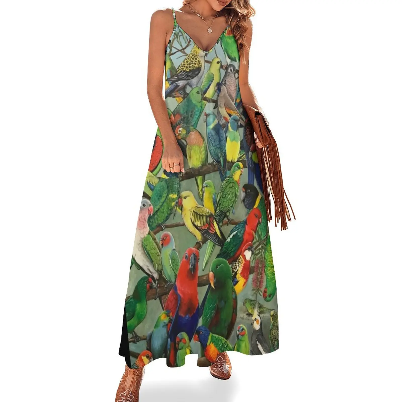 Australian Parakeets Sleeveless Long Dress elegant women's sets purple dress Woman dresses long dress women
Australian Parakeets Sleeveless Long Dress elegant women's sets purple dress Woman dresses long dress women