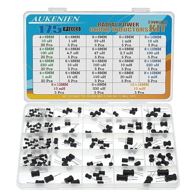 Inductor Kit 23Values 175PCS 10uH 100uH 220uH 1mH 1uH 4.7uH 15uH 33uhH 47uH 150uH 330uH 2.7mH 10mH 20mH Radial Inductance
Inductor Kit 23Values 175PCS 10uH 100uH 220uH 1mH 1uH 4.7uH 15uH 33uhH 47uH 150uH 330uH 2.7mH 10mH 20mH Radial Inductance