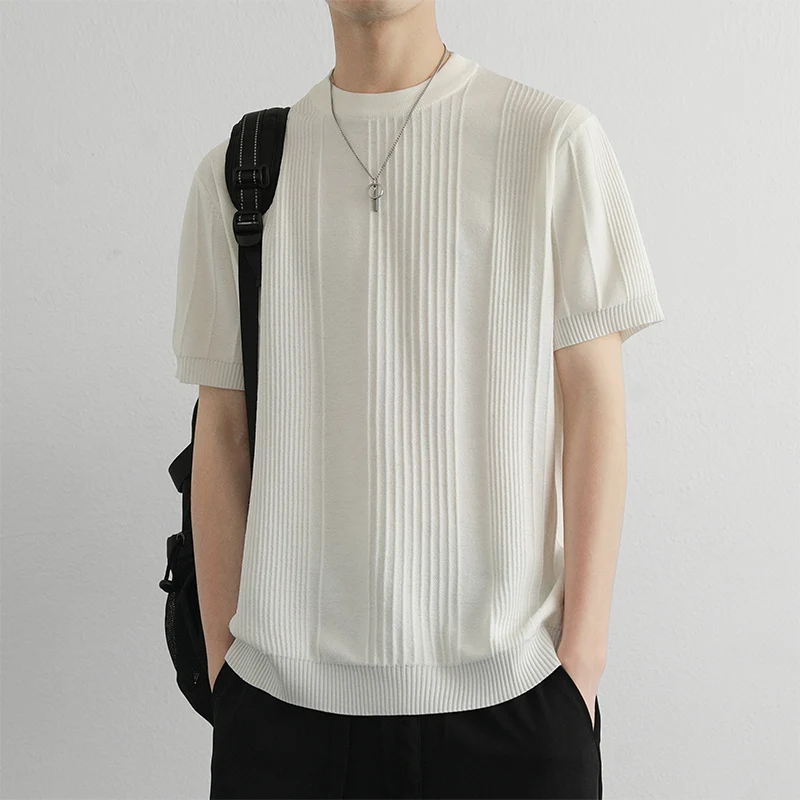 Men's Knitted Short Sleeve T-Shirt Casual Leisure Quality Pure Color Base Layer Shirt for Spring Autumn round Neck Sweatshirt
Men's Knitted Short Sleeve T-Shirt Casual Leisure Quality Pure Color Base Layer Shirt for Spring Autumn round Neck Sweatshirt