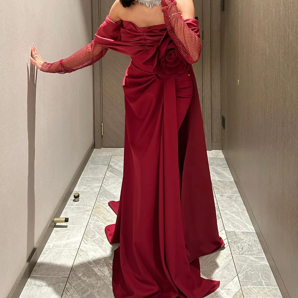 Customized Exquisite Panel Train Pleats Flowers Sequined Boat Neck Evening Dress Temperament Mermaid Long Sleeves Party Gown
Customized Exquisite Panel Train Pleats Flowers Sequined Boat Neck Evening Dress Temperament Mermaid Long Sleeves Party Gown