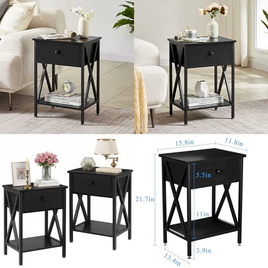 Nightstands, Modern Bedside End Tables, Night Stands with Drawer and Storage Shelf for Living Room Bedroom, Industrial Metal Fr
Nightstands, Modern Bedside End Tables, Night Stands with Drawer and Storage Shelf for Living Room Bedroom, Industrial Metal Fr