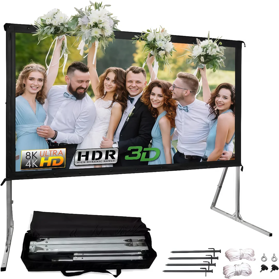 Ultimate Folding Projector Screen with Heavy Duty Legs 16:9 HDTV With Padded Carrying Bag
Ultimate Folding Projector Screen with Heavy Duty Legs 16:9 HDTV With Padded Carrying Bag