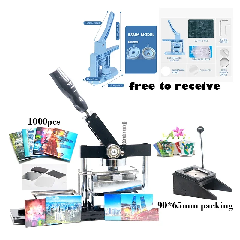 Rectangle 90*65mm fridge magnet maachine with 90*65mm cutter +1000pcs material +free blue plastic badge maachine set
Rectangle 90*65mm fridge magnet maachine with 90*65mm cutter +1000pcs material +free blue plastic badge maachine set