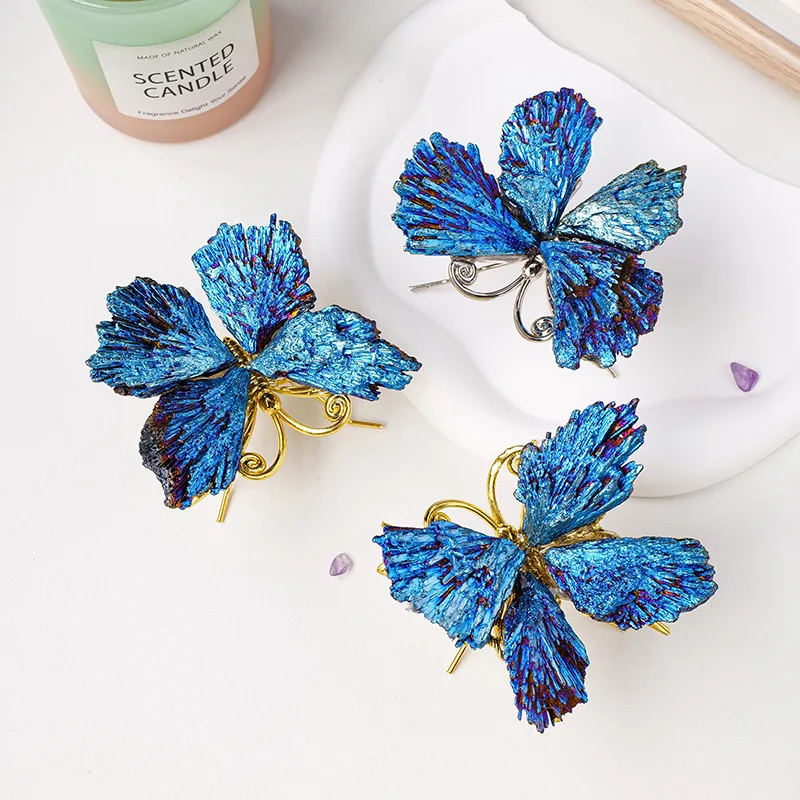 Natural Electroplated Black Tourmaline Butterfly DIY Handmade Blue Feather Crystal Decorative Piece Crystal Healing Ornament
Natural Electroplated Black Tourmaline Butterfly DIY Handmade Blue Feather Crystal Decorative Piece Crystal Healing Ornament