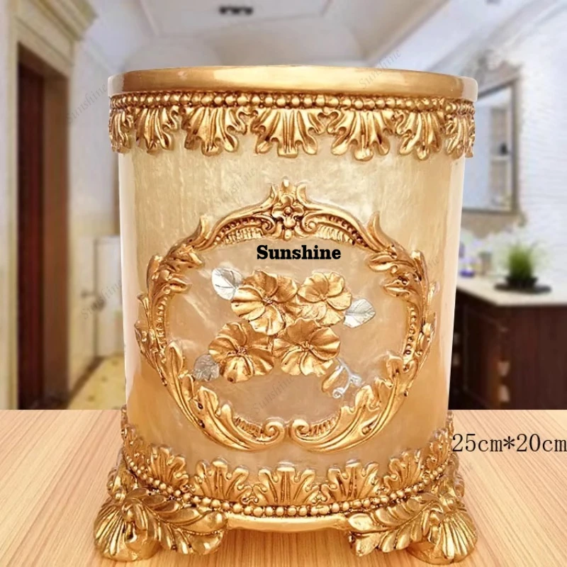 European creative household living room trash can modern large luxury bathroom uncovered retro European and American storage buc
European creative household living room trash can modern large luxury bathroom uncovered retro European and American storage buc