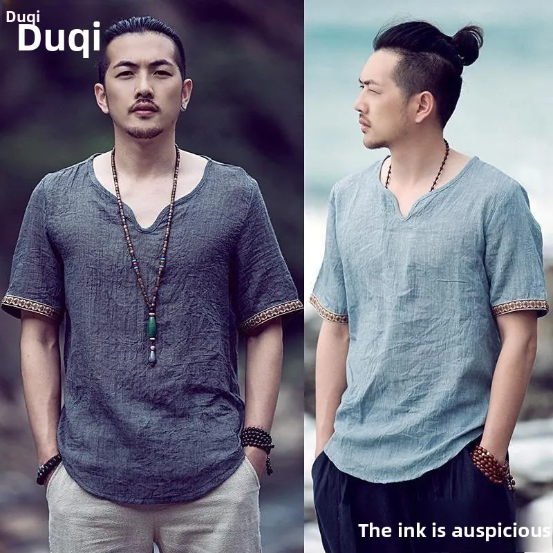Cotton Linen ort Sve T-irt Hanfu Casual Lightweight Ultra Slim Fit Spring Menswear Daily Wear Thin Material
Cotton Linen ort Sve T-irt Hanfu Casual Lightweight Ultra Slim Fit Spring Menswear Daily Wear Thin Material