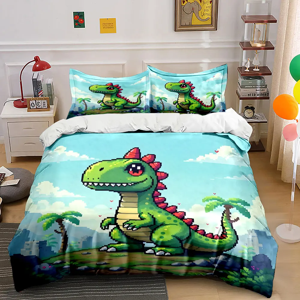 Pixel-style Green Dinosaur Pattern Duvet Cover Set Digital Print Colorful Polyester Bedding with Zipper Closur for kids gifts
Pixel-style Green Dinosaur Pattern Duvet Cover Set Digital Print Colorful Polyester Bedding with Zipper Closur for kids gifts