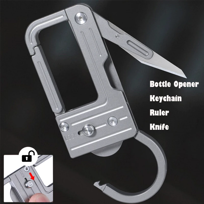 Multifunction Titanium Alloy Keychain With Lock Scalpel Ruler Bottle Opener Outdoor EDC Self-defense Tool Folding Knife
Multifunction Titanium Alloy Keychain With Lock Scalpel Ruler Bottle Opener Outdoor EDC Self-defense Tool Folding Knife