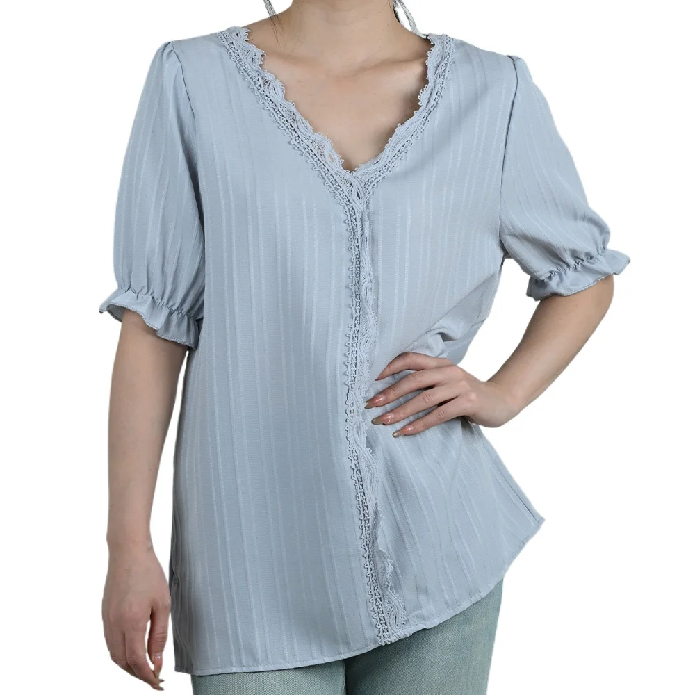 Summer Casual Top Ladies Fashion Tee Women's Lace Edging Short Sleeve V-Neck T-Shirt Female Elegant Blouse Breathable
Summer Casual Top Ladies Fashion Tee Women's Lace Edging Short Sleeve V-Neck T-Shirt Female Elegant Blouse Breathable