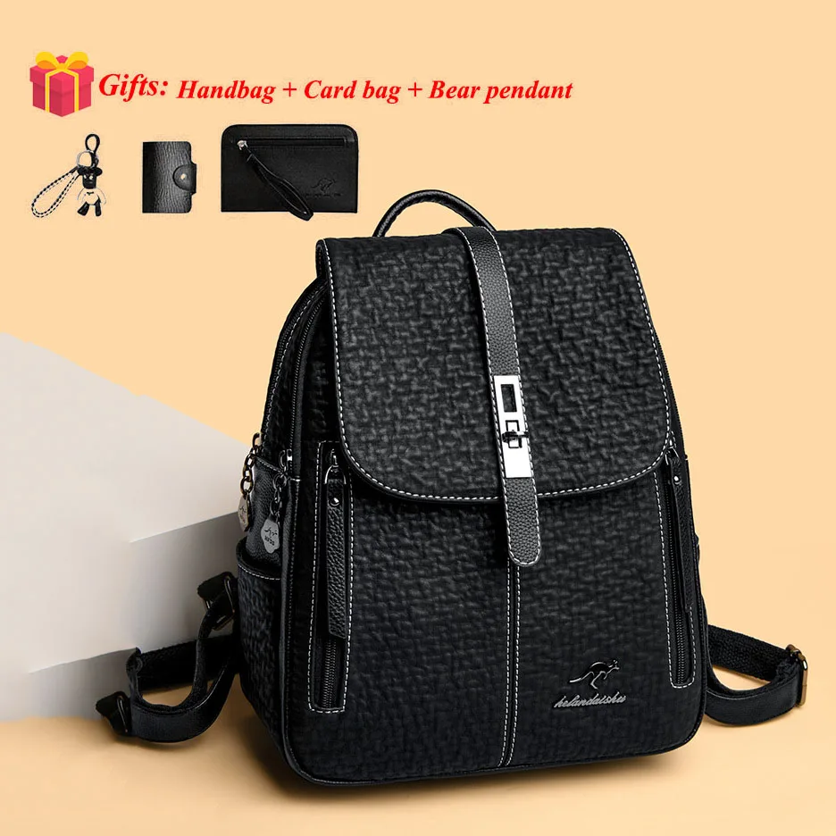 Fashion Women's Backpack Leisure Stylish Travel Soft Leather Backpack Large Capacity Schoolbag Shoulder Bags for Women Girls
Fashion Women's Backpack Leisure Stylish Travel Soft Leather Backpack Large Capacity Schoolbag Shoulder Bags for Women Girls