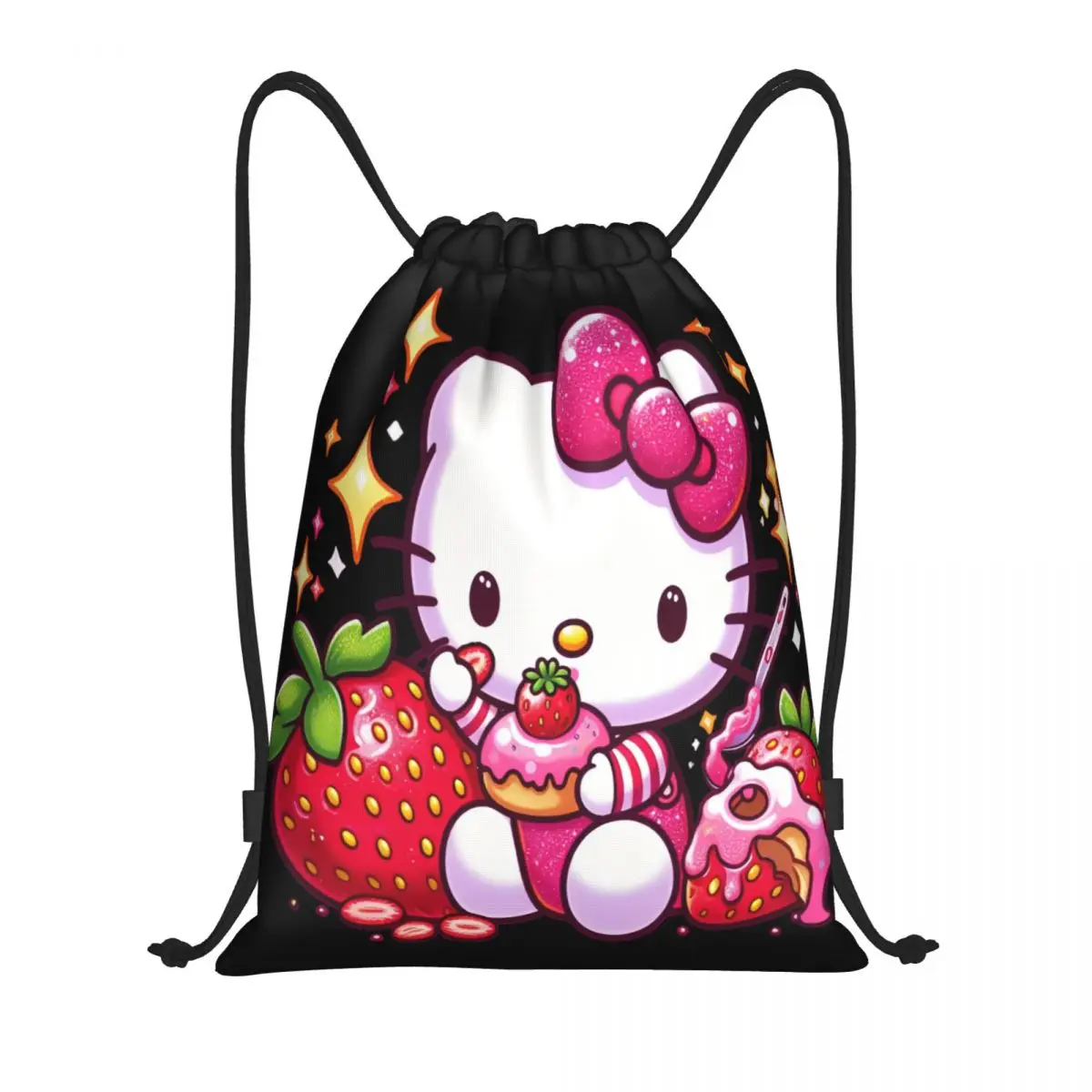 Пользовательские клубничные сумки Hello Kitty Cat на шнурке для женщин и мужчин, легкий спортивный рюкзак с мультяшным котенком для хранения в тренажерном зале
Пользовательские клубничные сумки Hello Kitty Cat на шнурке для женщин и мужчин, легкий спортивный рюкзак с мультяшным котенком для хранения в тренажерном зале