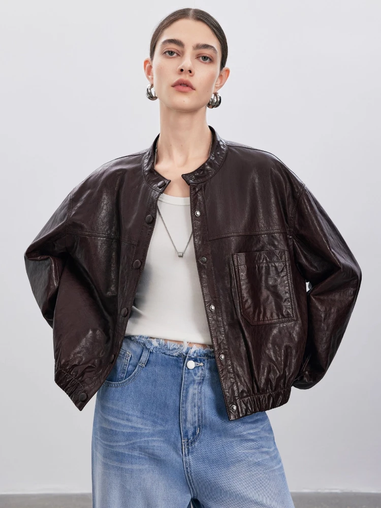 O-neck Casual Genuine Leather Jackets for Women Spring Autumn 2026 New High-end Simple Loose Soft Short Real Sheepskin Coat
O-neck Casual Genuine Leather Jackets for Women Spring Autumn 2026 New High-end Simple Loose Soft Short Real Sheepskin Coat