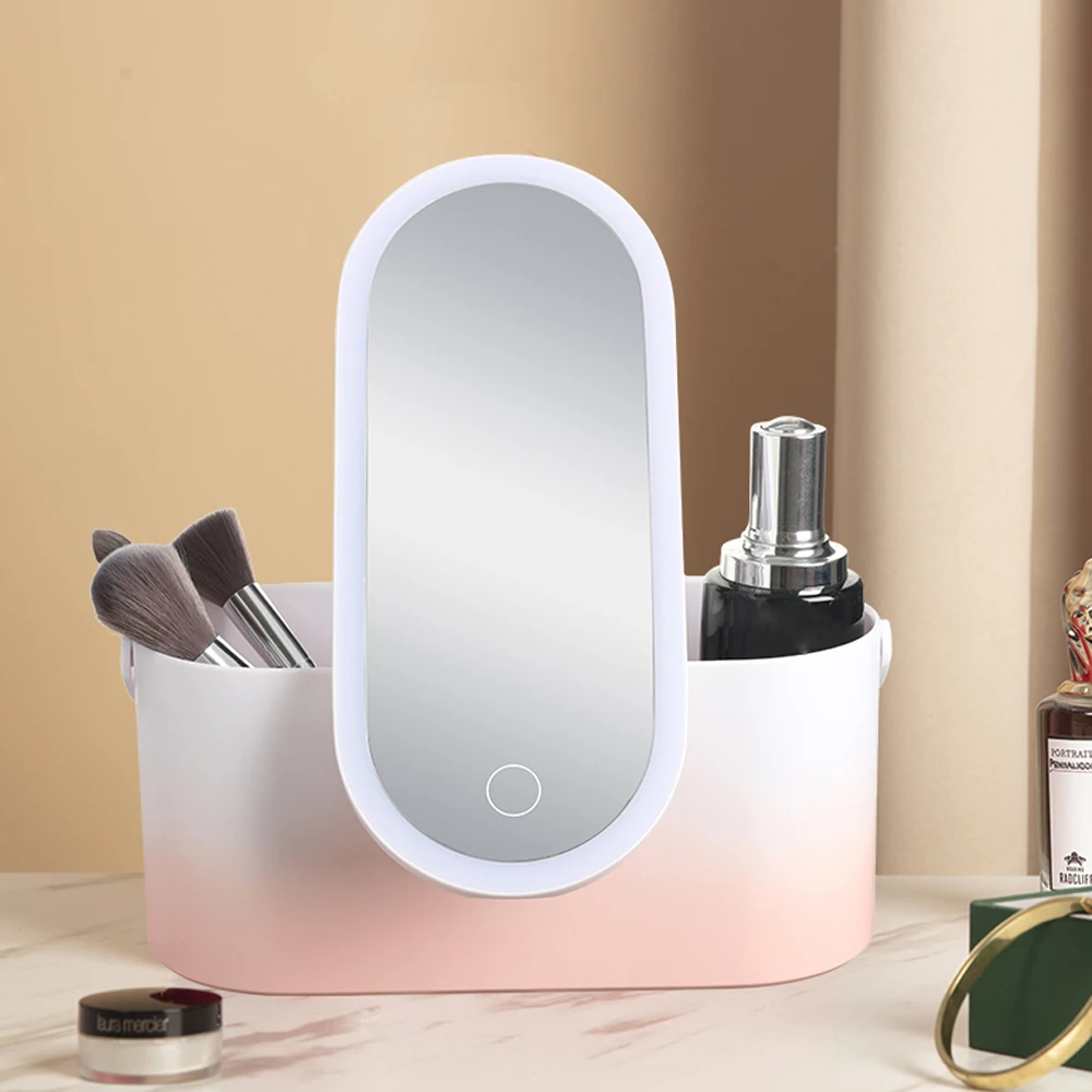 Lighted Makeup Vanity Mirror With Makeup Storage Case Rechargeable LED Light Desktop Makeup Mirror Portable Makeup Beauty Box
Lighted Makeup Vanity Mirror With Makeup Storage Case Rechargeable LED Light Desktop Makeup Mirror Portable Makeup Beauty Box