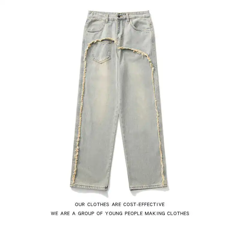 Retro Vibe American Casual Deconstructed Design Men's Jeans High Street Loose Straight Leg Long Pants Youth Trend Summer Wear
Retro Vibe American Casual Deconstructed Design Men's Jeans High Street Loose Straight Leg Long Pants Youth Trend Summer Wear