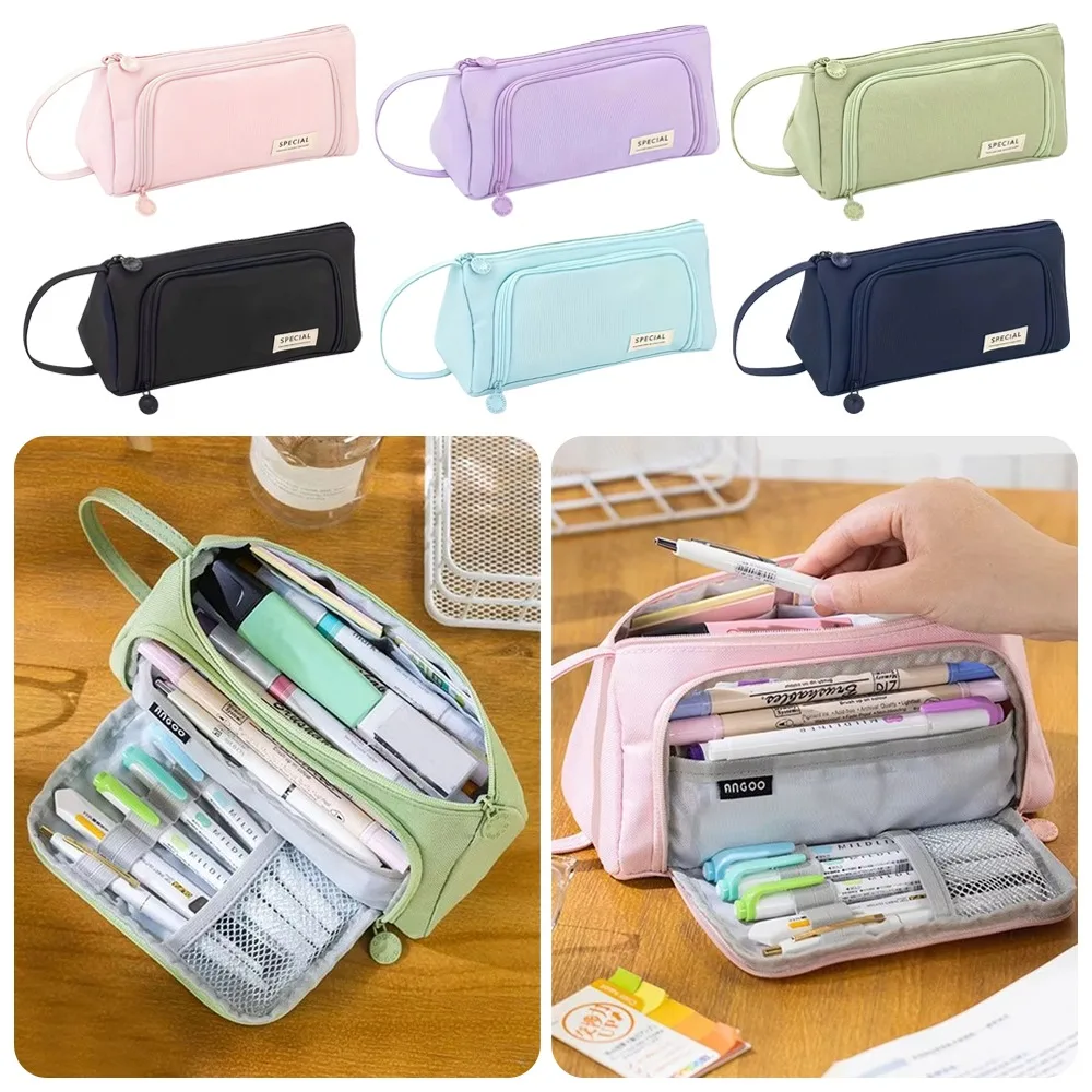 Portable Pencil Case Large Capacity Multilayer Pencil Storage Bag with Handle Solid Color Pen Box School Office Supplies
Portable Pencil Case Large Capacity Multilayer Pencil Storage Bag with Handle Solid Color Pen Box School Office Supplies
