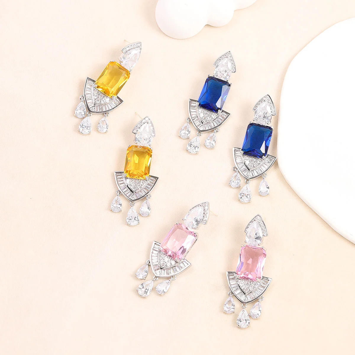 925 Silver Needle Multicolor Gemstone Tassel Drop Earrings, Luxury Bridal Wedding Jewelry Gift for Women
925 Silver Needle Multicolor Gemstone Tassel Drop Earrings, Luxury Bridal Wedding Jewelry Gift for Women