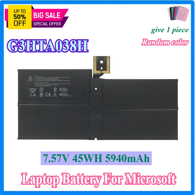 Аккумулятор для ноутбука DYNM02 G3HTA038H для Microsoft Surface Pro 5 1796, Pro 6 1807 1809 12,3 дюйма серии планшетов 7,57 В 5940 мАч
Аккумулятор для ноутбука DYNM02 G3HTA038H для Microsoft Surface Pro 5 1796, Pro 6 1807 1809 12,3 дюйма серии планшетов 7,57 В 5940 мАч