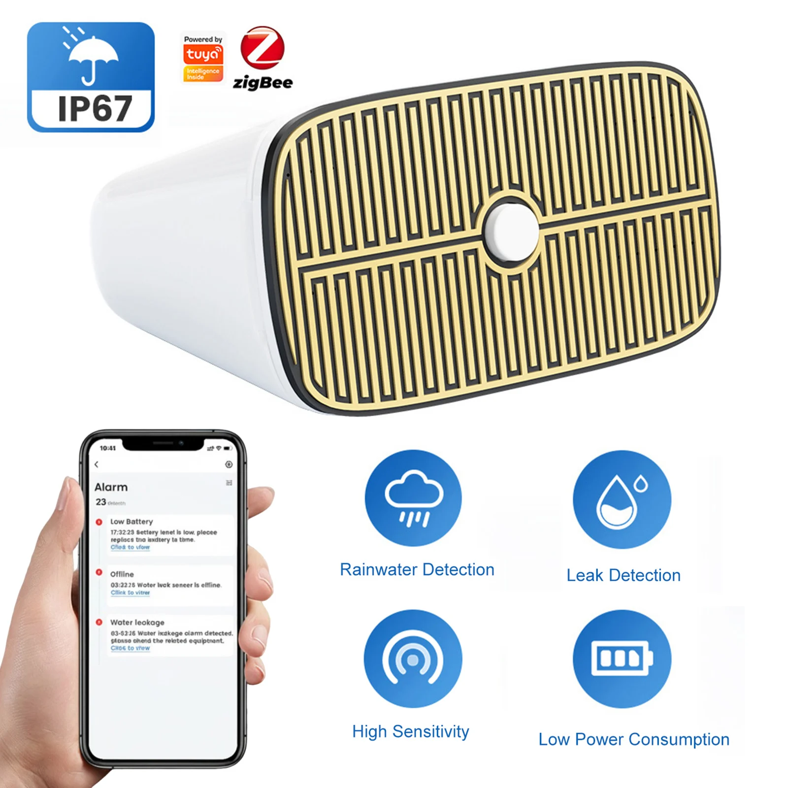 For Zigbee Water Leak Sensor IP67 Waterproof Water Leak Detector APP Remote Monitor for Outdoor Wireless Real-Time Detection
For Zigbee Water Leak Sensor IP67 Waterproof Water Leak Detector APP Remote Monitor for Outdoor Wireless Real-Time Detection