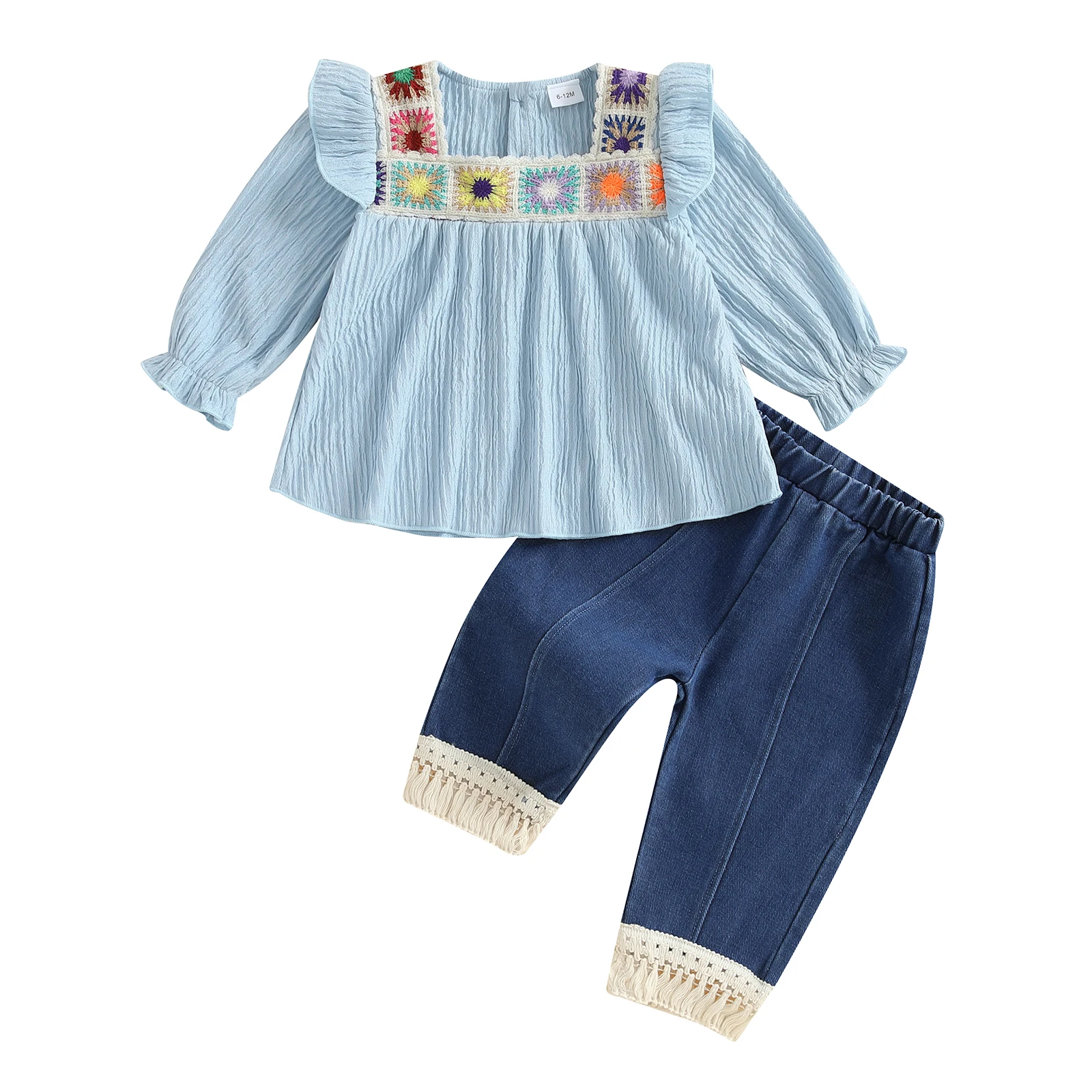 Осенняя одежда из 2 предметов для маленьких девочек, богемный топ с длинными рукавами и цветочным принтом + джинсовые штаны, комплект одежды для малышей
Осенняя одежда из 2 предметов для маленьких девочек, богемный топ с длинными рукавами и цветочным принтом + джинсовые штаны, комплект одежды для малышей