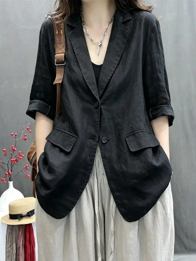Women's Casual Linen Suit Jacket Loose Long Spring Summer Versatile Color Top Artistic Style Thin Seven Sleeve Length
Women's Casual Linen Suit Jacket Loose Long Spring Summer Versatile Color Top Artistic Style Thin Seven Sleeve Length