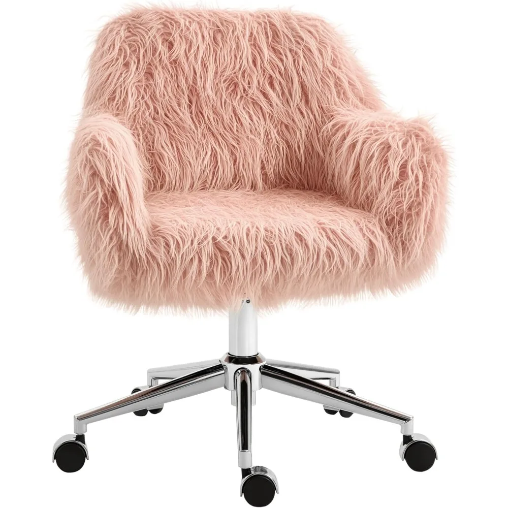 Faux Fur Desk Chair, Swivel Vanity Chair with Adjustable Height and Wheels for Office, Bedroom, Pink
Faux Fur Desk Chair, Swivel Vanity Chair with Adjustable Height and Wheels for Office, Bedroom, Pink