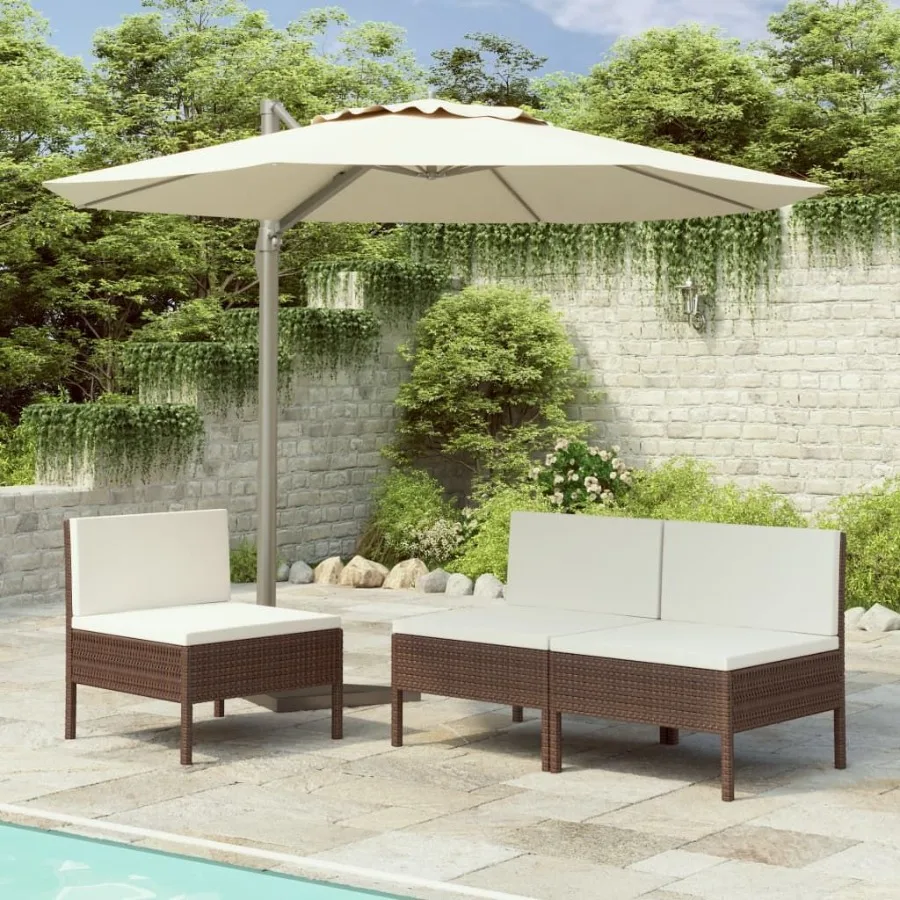 Garden Chair Set of 3 Brown with cream white cushions
Garden Chair Set of 3 Brown with cream white cushions