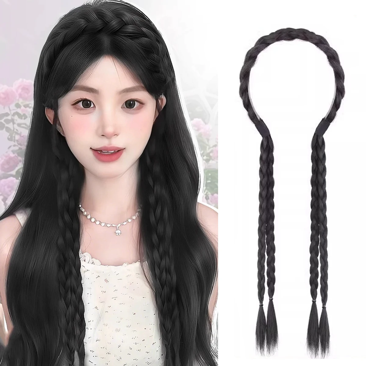 Synthetic Fashion Fishbone Braided Headband Wig Women Simulation High Ponytail Headdress 
Synthetic Fashion Fishbone Braided Headband Wig Women Simulation High Ponytail Headdress