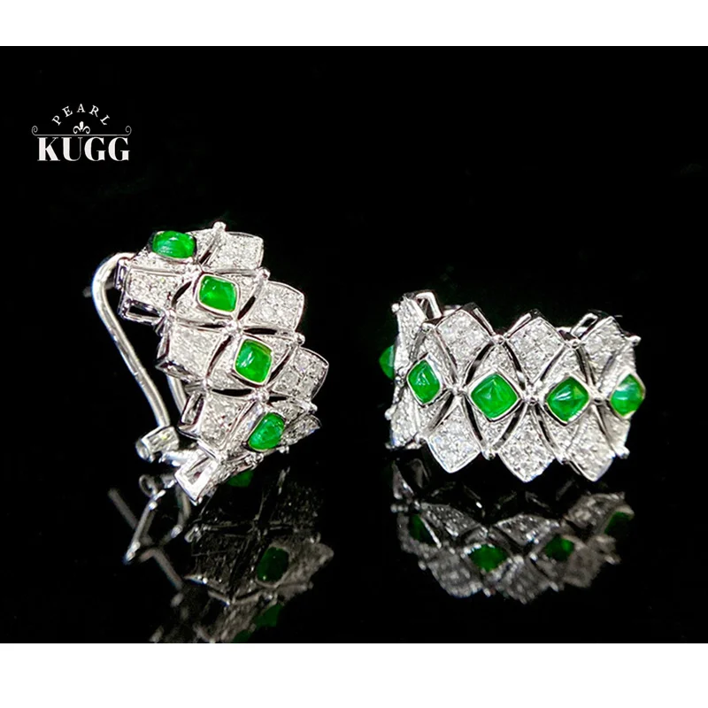 KUGG 100% 18K White/Yellow Gold Earrings Luxury Design Shiny Diamond Natural Emerald Earrings for Women High Gemstone Jewelry
KUGG 100% 18K White/Yellow Gold Earrings Luxury Design Shiny Diamond Natural Emerald Earrings for Women High Gemstone Jewelry