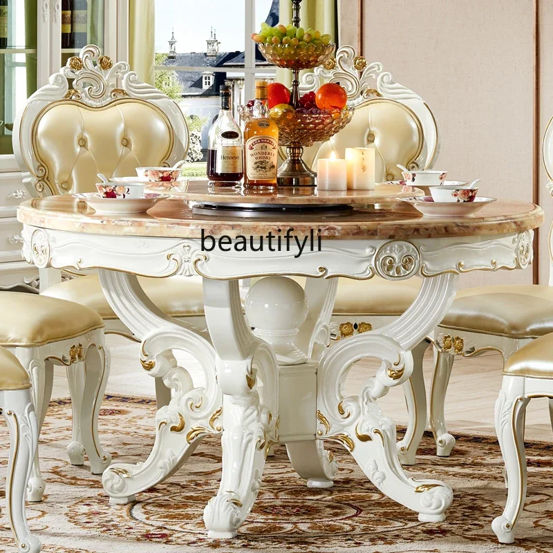 B03 European dining table ivory white marble surface American solid wood 1.8 meters large apartment round table
B03 European dining table ivory white marble surface American solid wood 1.8 meters large apartment round table