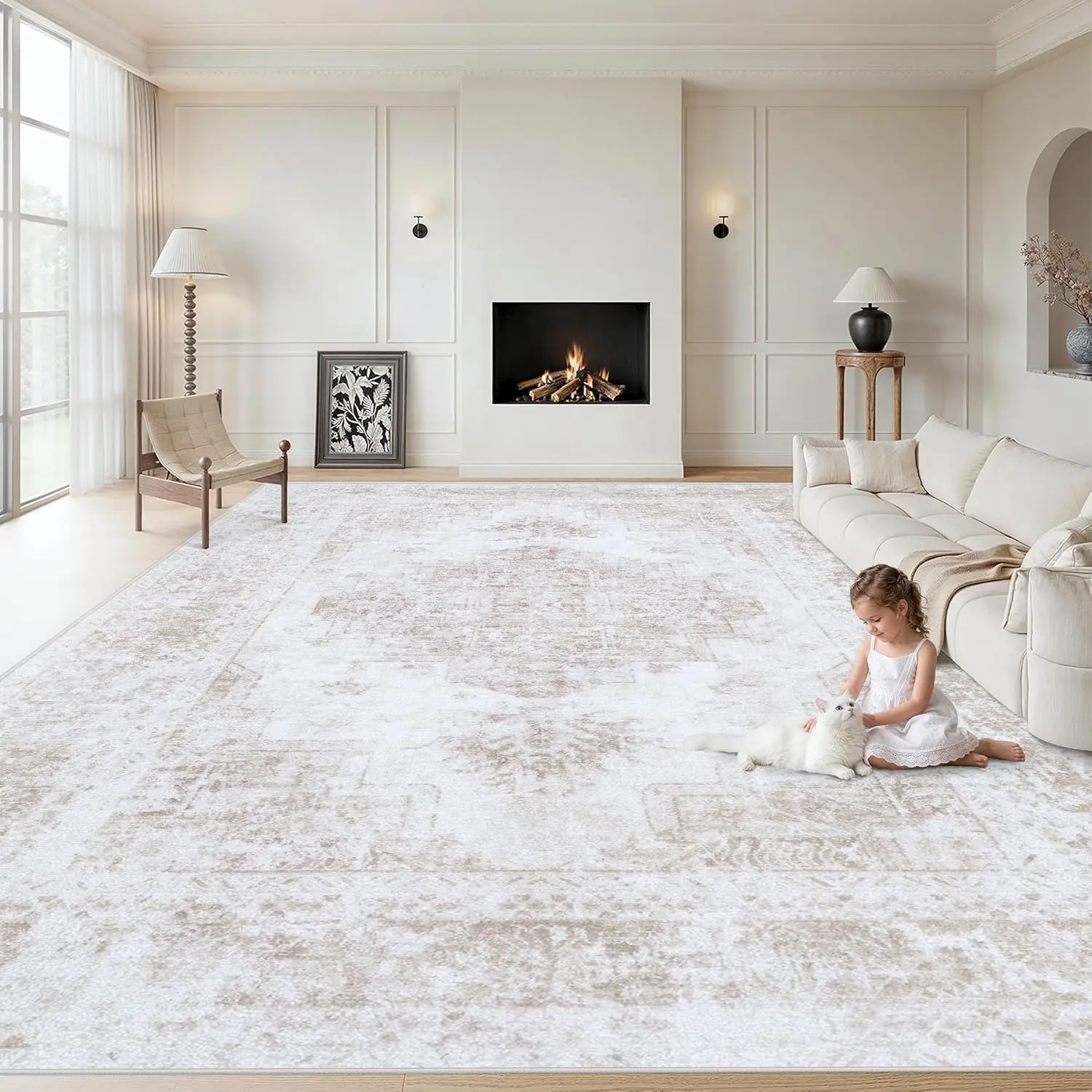 Vintage Medallion Area Rug 8x10, Machine Washable Non-Slip Low Pile Indoor Rug for Living Room, Bedroom, Dining Room, Beige
Vintage Medallion Area Rug 8x10, Machine Washable Non-Slip Low Pile Indoor Rug for Living Room, Bedroom, Dining Room, Beige