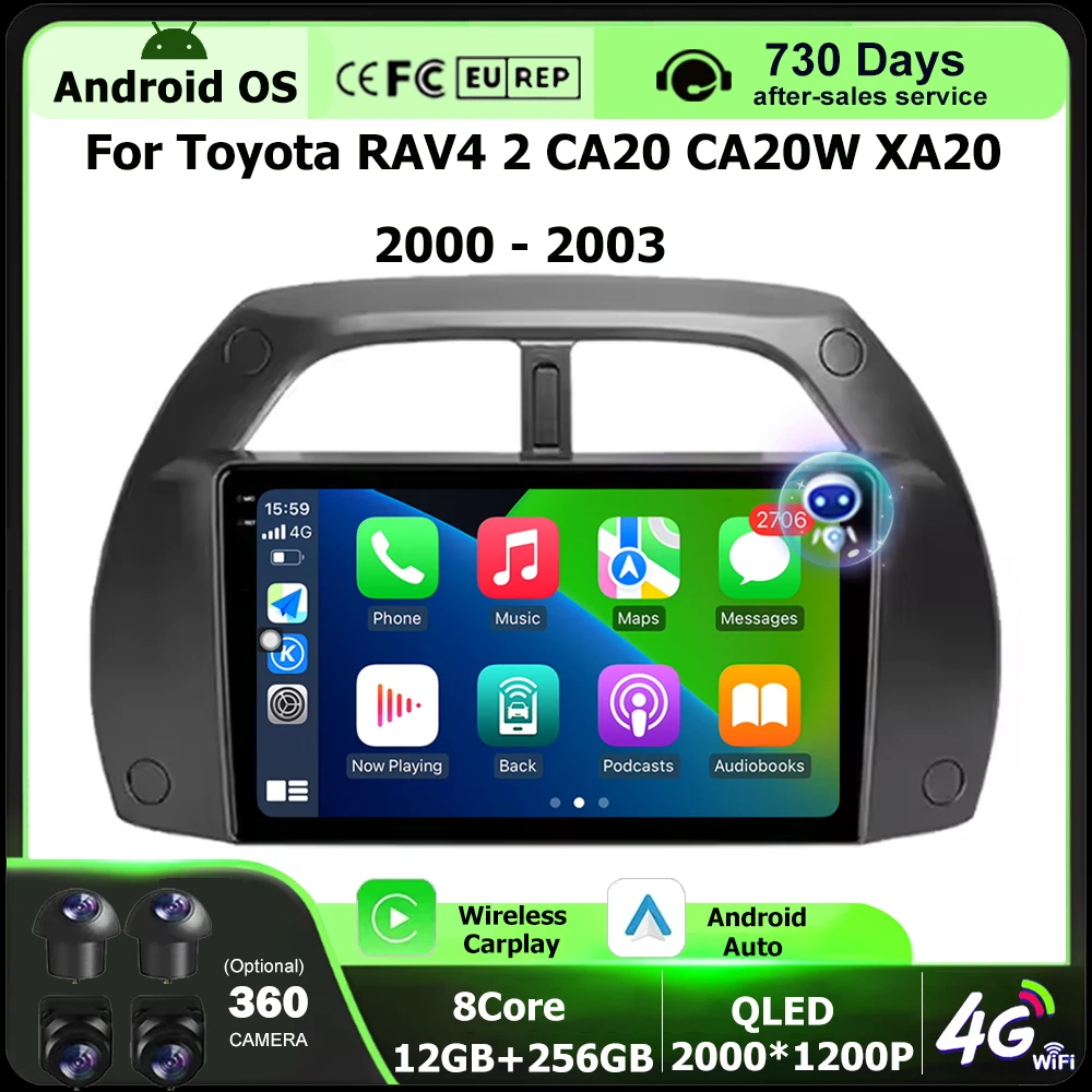 9 Inch For Toyota RAV4 2 CA20 CA20W XA20 2000 - 2003 Android 16 Auto Car Radio Multimedia Video Player GPS Navigation Head Unit
9 Inch For Toyota RAV4 2 CA20 CA20W XA20 2000 - 2003 Android 16 Auto Car Radio Multimedia Video Player GPS Navigation Head Unit