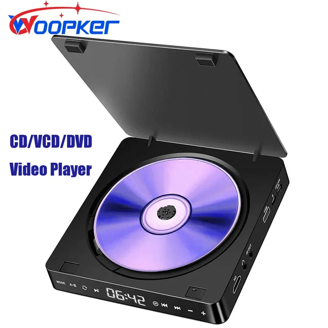 Woopker DVD Player KC-708 HD 1080P Portable CD VCD Hifi Stereo Video Player Work for TV Projector
Woopker DVD Player KC-708 HD 1080P Portable CD VCD Hifi Stereo Video Player Work for TV Projector