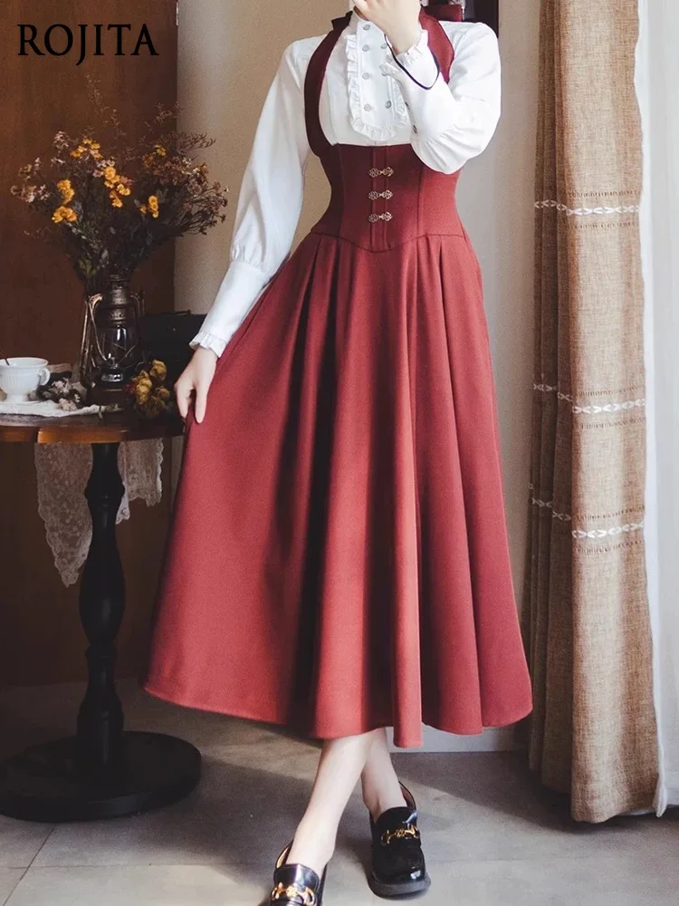 Красная длинная юбка с лямкой на шее «рыбий косточки», короткое пальто, рубашка с длинными рукавами, элегантный осенний комплект из трех предметов, комплекты юбок в стиле Лолиты, женская одежда
Красная длинная юбка с лямкой на шее «рыбий косточки», короткое пальто, рубашка с длинными рукавами, элегантный осенний комплект из трех предметов, комплекты юбок в стиле Лолиты, женская одежда