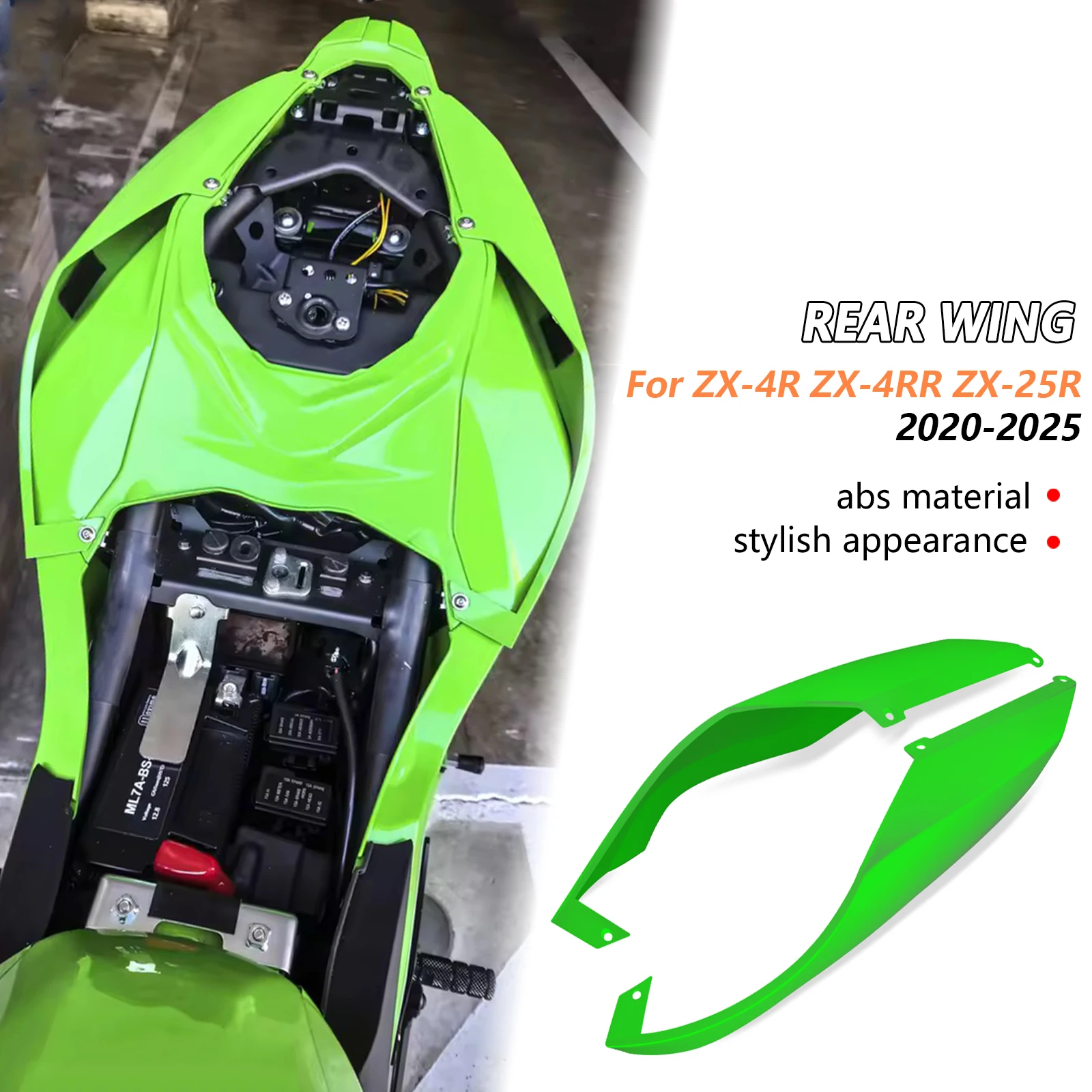 Новые аксессуары, хвостовой дефлектор для мотоцикла, прижимная сила, голый спойлер с фиксированным крылом, аэродинамика для ZX-25R ZX-4R ZX-4RR 2020-2025
Новые аксессуары, хвостовой дефлектор для мотоцикла, прижимная сила, голый спойлер с фиксированным крылом, аэродинамика для ZX-25R ZX-4R ZX-4RR 2020-2025