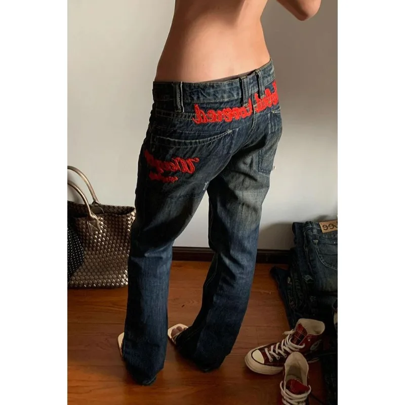 American Retro Letter Embroidered Wash Straight Jeans for Women Y2K Street Punk Hip Hop Loose Fashion Casual Low-Wait Jeans
American Retro Letter Embroidered Wash Straight Jeans for Women Y2K Street Punk Hip Hop Loose Fashion Casual Low-Wait Jeans