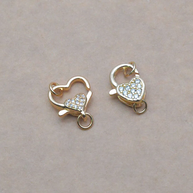10pcs/lot Fashion 18K Gold Plated CZ Paved Heart Shape Lobster Clasps Fastener Connectors for DIY Jewelry Making Accessories
10pcs/lot Fashion 18K Gold Plated CZ Paved Heart Shape Lobster Clasps Fastener Connectors for DIY Jewelry Making Accessories
