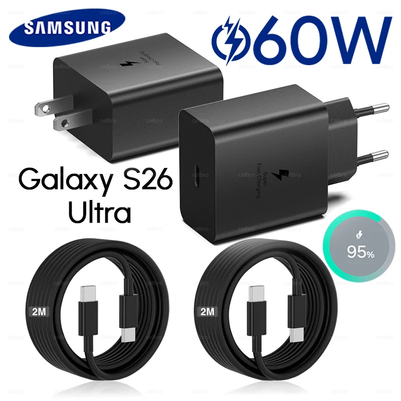 Samsung S26 Ultra original 60W Charger PD Type C Adapter EU Plug Fast Charge Samsung S25+ S25 S24 S23 S22 Ultra A57 Tab S10 S9
Samsung S26 Ultra original 60W Charger PD Type C Adapter EU Plug Fast Charge Samsung S25+ S25 S24 S23 S22 Ultra A57 Tab S10 S9