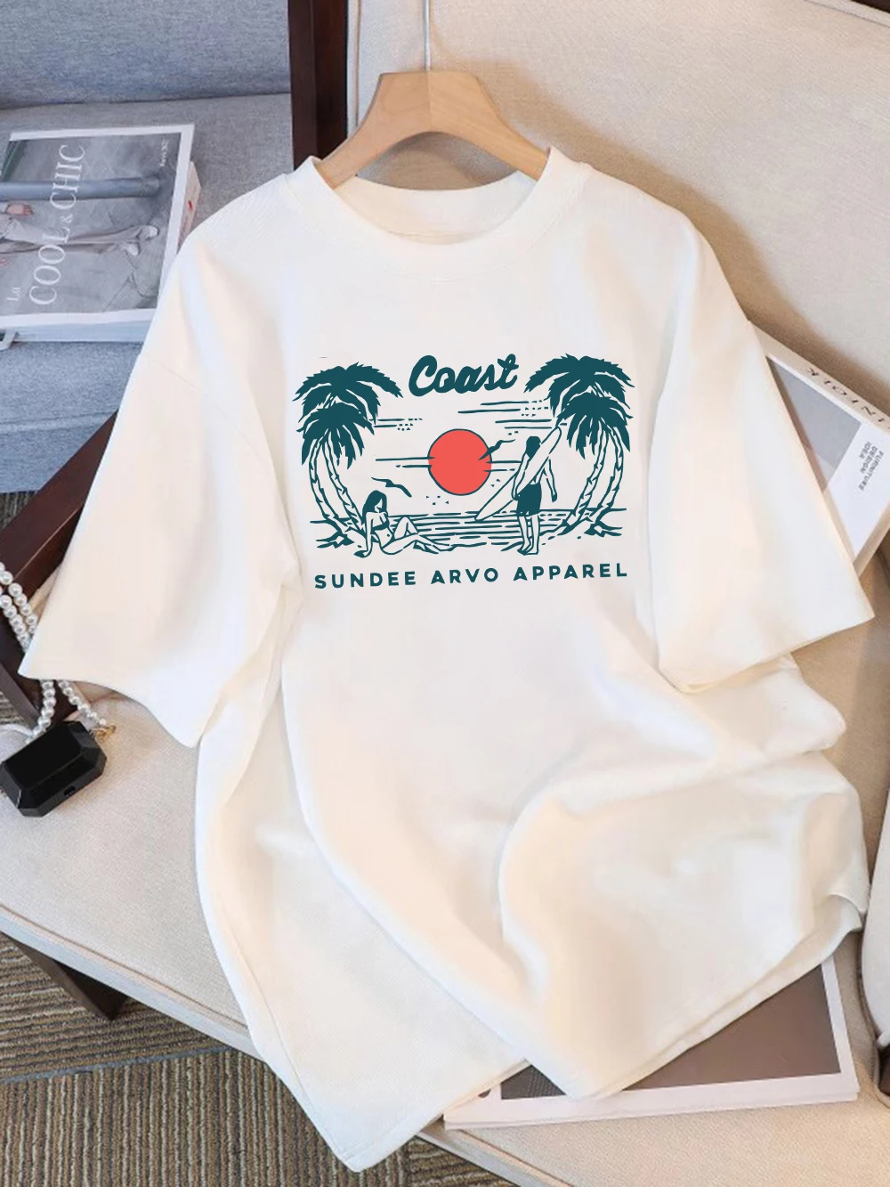 Летние футболки из 100% хлопка, женские топы с принтом Coast Sundee Arvo, удобная мягкая футболка с круглым вырезом, базовая женская одежда
Летние футболки из 100% хлопка, женские топы с принтом Coast Sundee Arvo, удобная мягкая футболка с круглым вырезом, базовая женская одежда