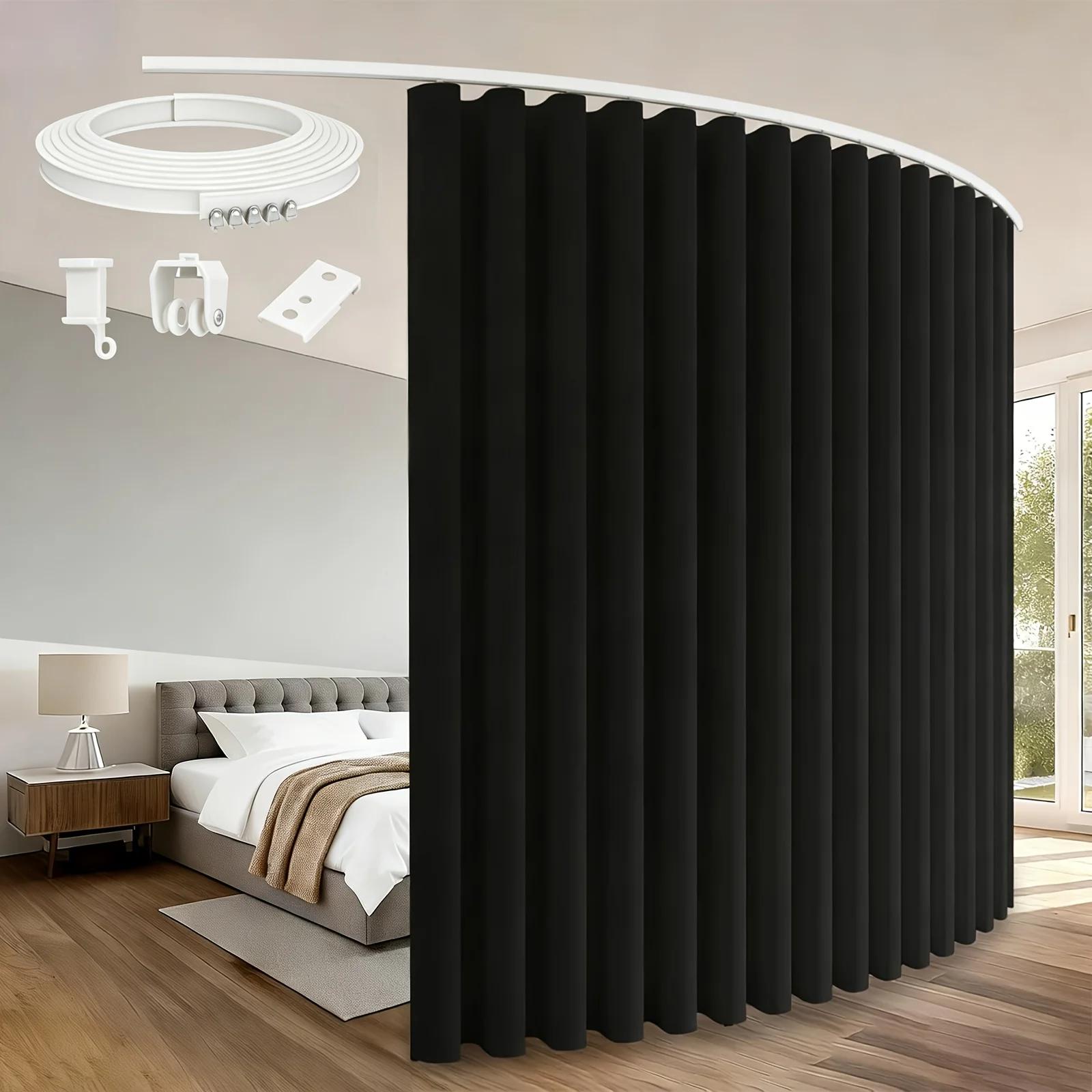 Room Divider Curtain, Partition Curtain Flexible Track Set, 1pc Foldable Thick Fabric And Bendable Flexible Curtain Track, Suitable for Bedrooms, Dining Rooms, Cloakrooms, Privacy Shading, And Home Rental Space Partition Door Curtains
Room Divider Curtain, Partition Curtain Flexible Track Set, 1pc Foldable Thick Fabric And Bendable Flexible Curtain Track, Suitable for Bedrooms, Dining Rooms, Cloakrooms, Privacy Shading, And Home Rental Space Partition Door Curtains