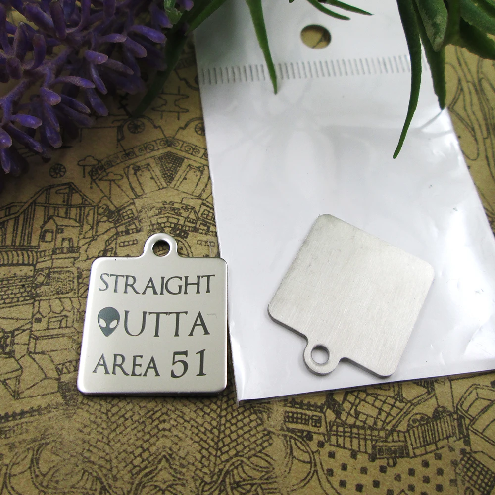 10pcs/lot--"Straight outta area 51"stainless steel charms more style for choosing DIY pendants for necklace
10pcs/lot--"Straight outta area 51"stainless steel charms more style for choosing DIY pendants for necklace