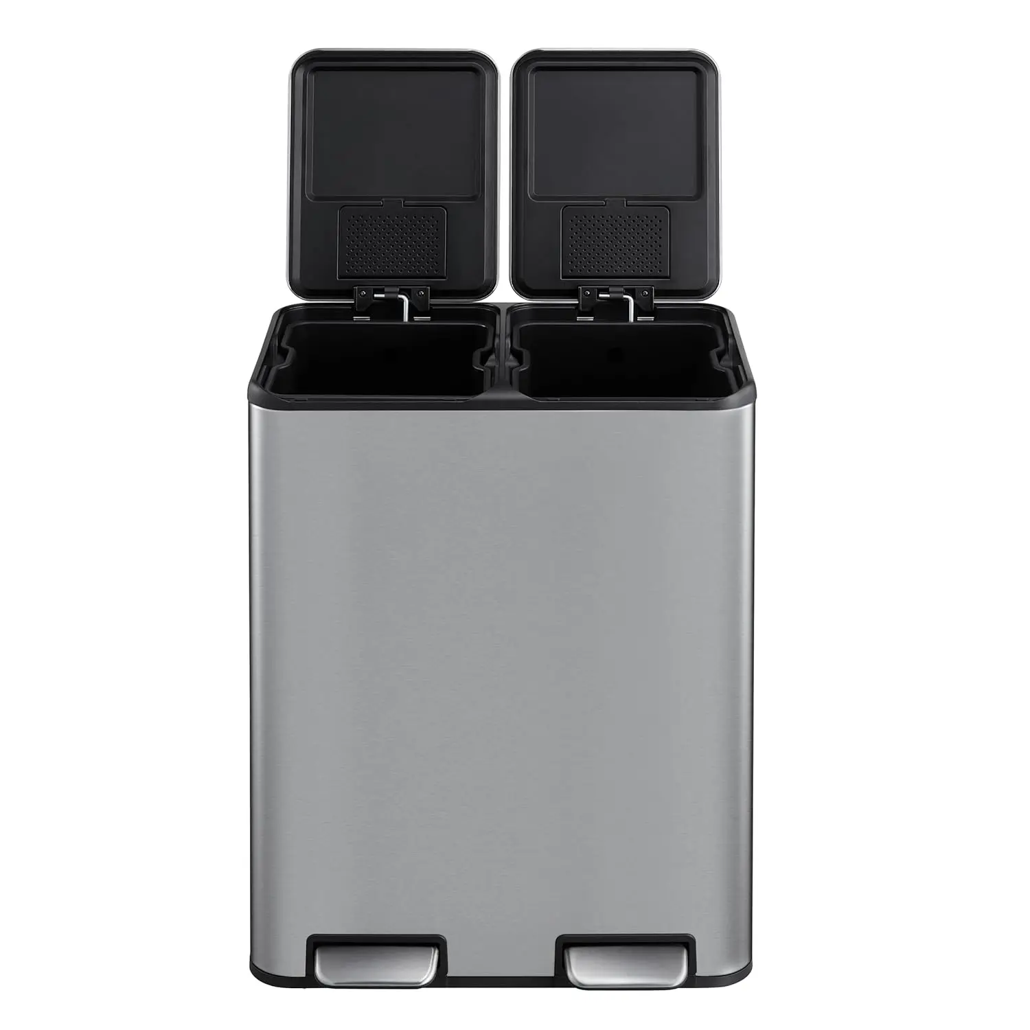 16 Gal Trash Can with Double Lid, Trash And Recycle Bins Combo, Hands-Stainless-Steel Garbage Can Kitchen, with 2 Compartment, H
16 Gal Trash Can with Double Lid, Trash And Recycle Bins Combo, Hands-Stainless-Steel Garbage Can Kitchen, with 2 Compartment, H