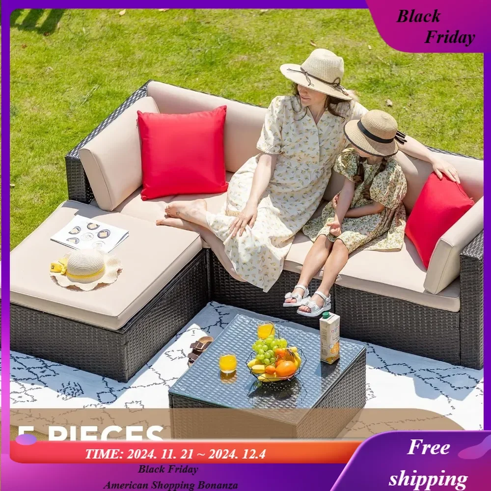5 Pieces Patio Furniture Sets All Weather Outdoor Sectional Patio Sofa Manual Seating Sofas with Cushion and Glass Table(Beige)
5 Pieces Patio Furniture Sets All Weather Outdoor Sectional Patio Sofa Manual Seating Sofas with Cushion and Glass Table(Beige)