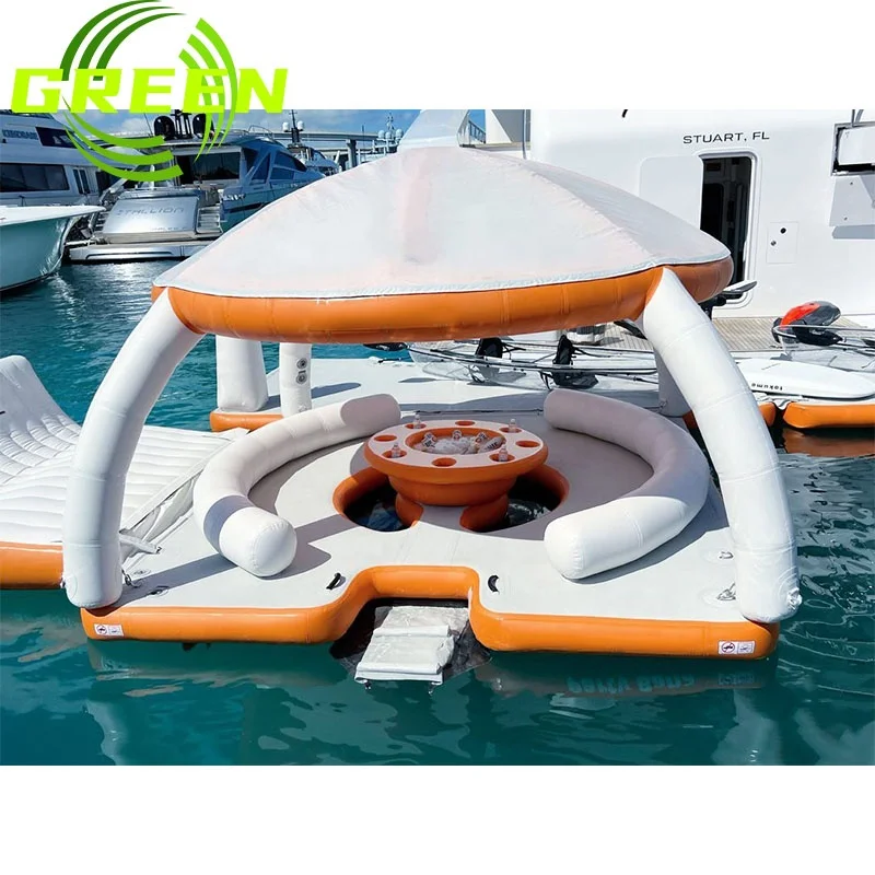Inflatable Aqua Bana Floating Lily Pad Lake Float Lounger Dock Platform With Tent Shades
Inflatable Aqua Bana Floating Lily Pad Lake Float Lounger Dock Platform With Tent Shades