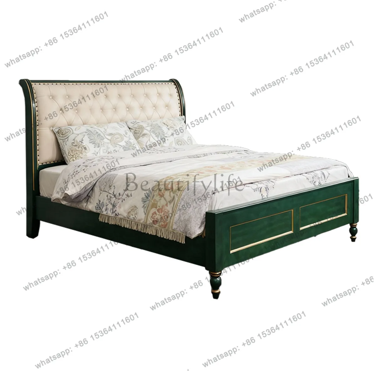 American rural light luxury master bedroom double bed leather soft bag space saving 1.8 meters 1.5 meters bed
American rural light luxury master bedroom double bed leather soft bag space saving 1.8 meters 1.5 meters bed