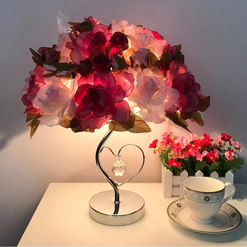 European Table Lamp Silk Cloth Rose Flower LED Night Light Wedding Bedroom Decoration Creative Gift
European Table Lamp Silk Cloth Rose Flower LED Night Light Wedding Bedroom Decoration Creative Gift