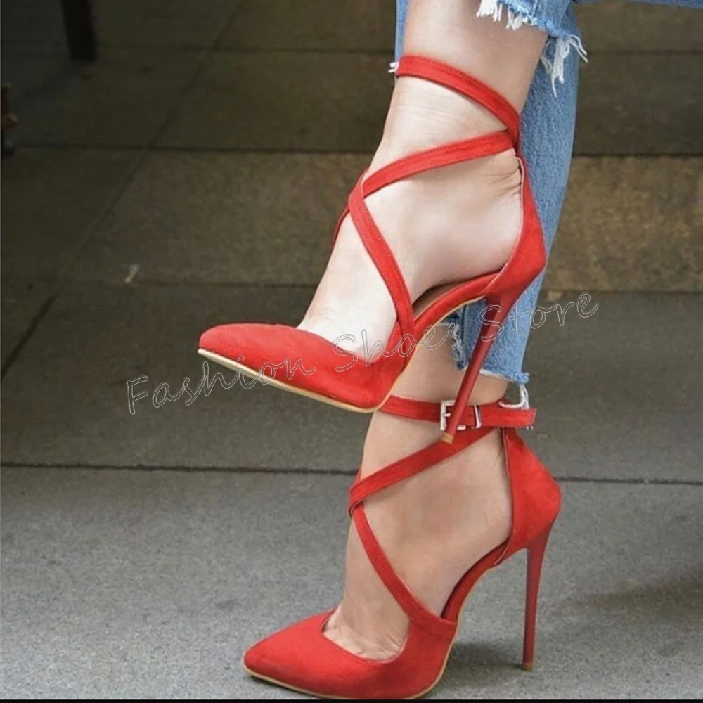 Red Cross Strap Ankle Buckle Pumps Pointed Toe Thin High Heels High Heel Shoes for Women Sexy Heels 2025 New Zapatos Para Mujere
Red Cross Strap Ankle Buckle Pumps Pointed Toe Thin High Heels High Heel Shoes for Women Sexy Heels 2025 New Zapatos Para Mujere