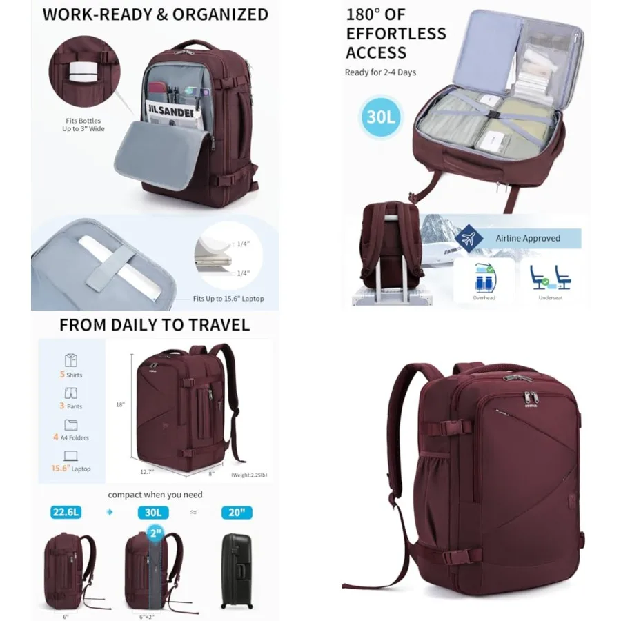 Carry On Travel Backpack, Expandable Airlines Personal Item Bag 18x14x8, Water Resistant Laptop Backpack Flight Approved, 12 Po
Carry On Travel Backpack, Expandable Airlines Personal Item Bag 18x14x8, Water Resistant Laptop Backpack Flight Approved, 12 Po
