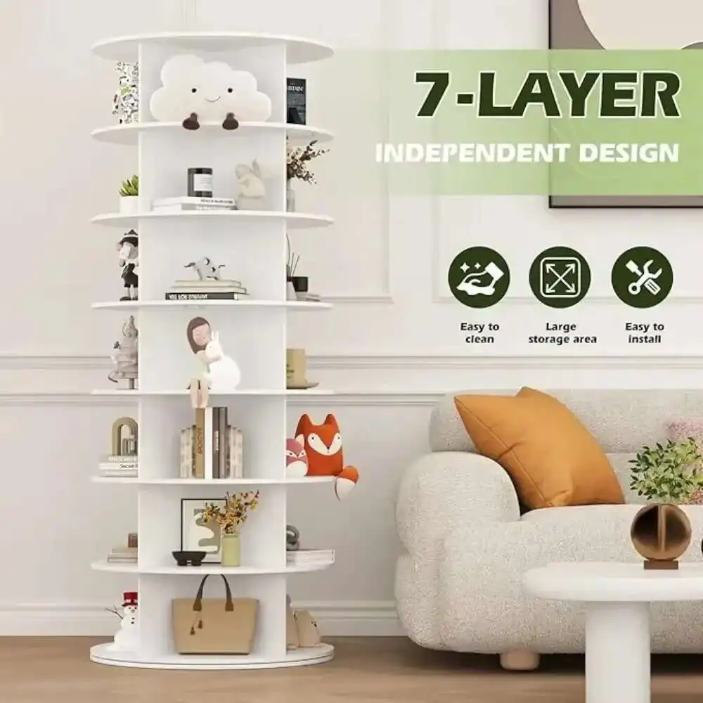 Shoe Rack 7-Tier Spinning, Free Standing Rotating Tower 360°, Easy To Assemble, Space-Saving,White Easy To Clean Shoe Cabinet
Shoe Rack 7-Tier Spinning, Free Standing Rotating Tower 360°, Easy To Assemble, Space-Saving,White Easy To Clean Shoe Cabinet