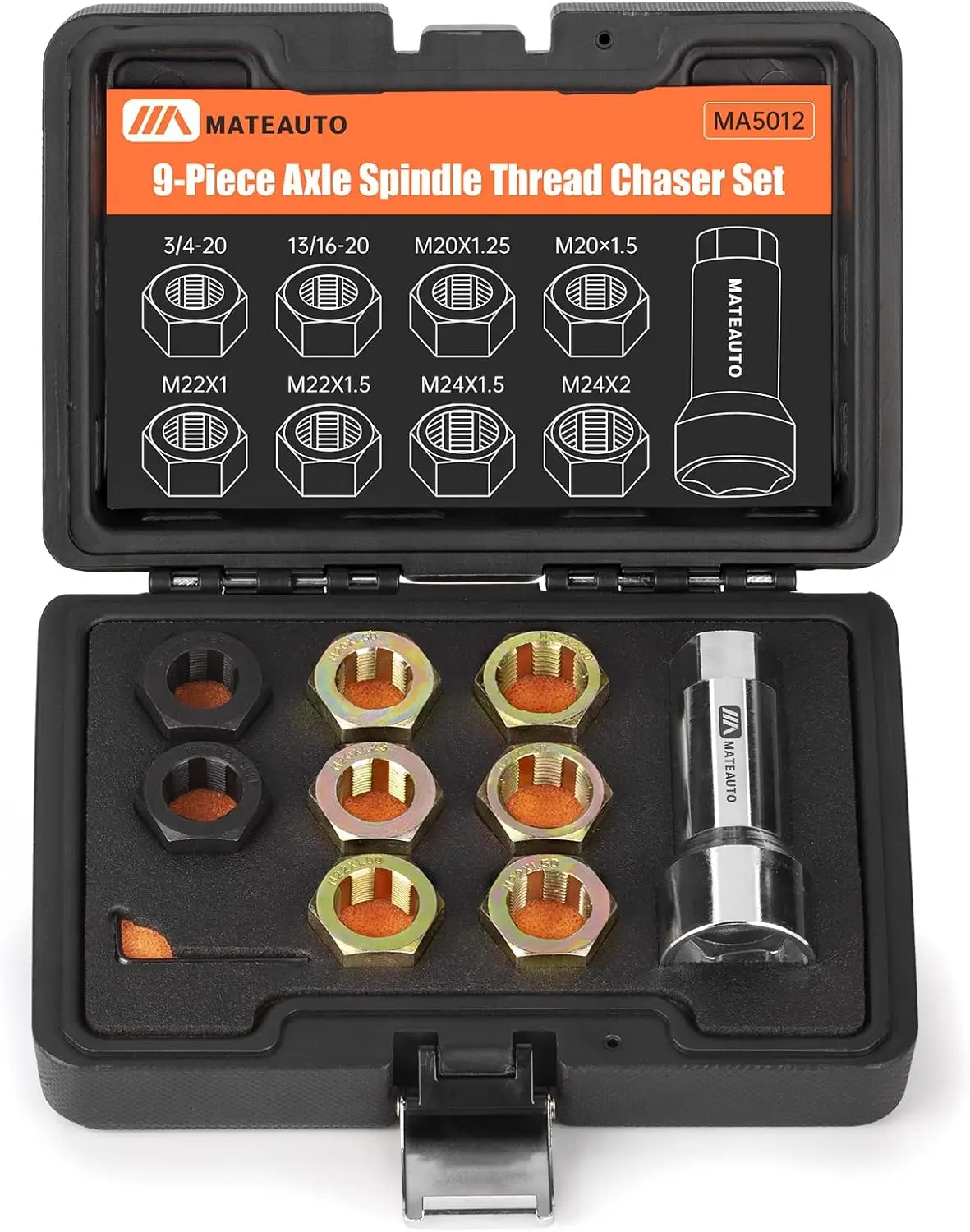 10-Piece Axle Spindle Rethreading Kit with Thread File & Chaser Set – Precision Repair Tool for Mechanics
10-Piece Axle Spindle Rethreading Kit with Thread File & Chaser Set – Precision Repair Tool for Mechanics