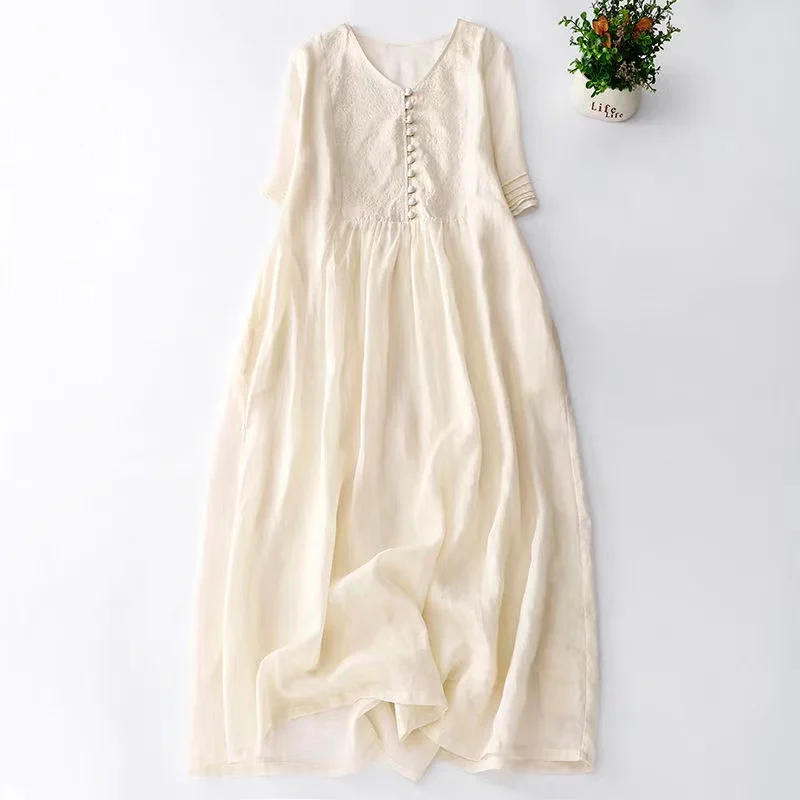 Elegant Embroidered Women Dresses 2024 New Summer V-Neck Short Sleeve Casual Loose Women Party Dress Literary Fairy A-Line Dress
Elegant Embroidered Women Dresses 2024 New Summer V-Neck Short Sleeve Casual Loose Women Party Dress Literary Fairy A-Line Dress